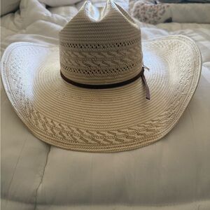 Men's Cream Straw Western Hat with Brown Band